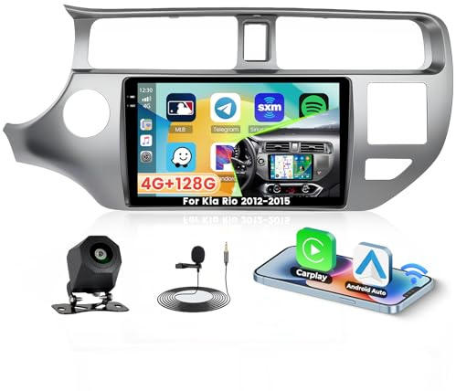 Roinvou 4+128G Android 15 Autoradio für Kia Rio 2012-2015 mit Carplay Android Auto, 9 Zoll Auto Radio Incell Touchscreen mit GPS Bluetooth EQ WiFi RDS FM SWC MIC Rückfahrkamera