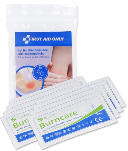 First Aid Only Gel für Brandwunden und Insektenstiche 8 x 3,5 g | Kühlendes Gel für Brandwunden, Sonnenbrand & Insektenstiche | Kompakt dosiert für Reiseapotheke | P-91401 00