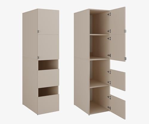 PLATAN ROOM HHochschrank Badschrank Beatrice 187 x 45 x 65 cm Wäscheschrank Badregal Schrank für das Badezimmer (Cappuccino, 45 cm breit)