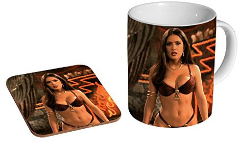 Salma Hayek From Dusk Till Dawn Kaffeetasse und Untersetzer, Geschenkset