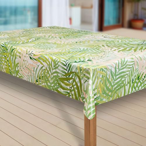 laro Wachstuch-Tischdecke Abwaschbar Garten-Tischdecke Wachstischdecke PVC Plastik-Tischdecken Eckig Meterware Wasserabweisend Abwischbar |40|, Muster:Blumen Bambus grün, Größe:80x120 cm