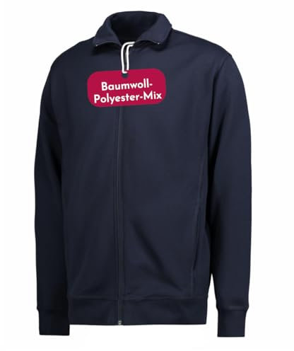 Clinotest Sweatjacke ohne Kapuze Herren & Damen - 60% Baumwolle & 40% Polyester mit Stehkragen, Reißverschluss, Langarm - Atmungsaktive Sweatshirtjacke - Bequeme Sweat Jacke für Freizeit und Sport