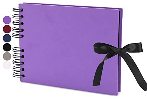 Vienrose Fotoalbum Zum Selbstgestalten 24 x 17 cm DIY Fotobuch 40 Seiten Seidenband Bastelpapier Album für über 80 10x15 Fotos Baby Familie Valentinstag Geburtstag Jahrestag Geschenk