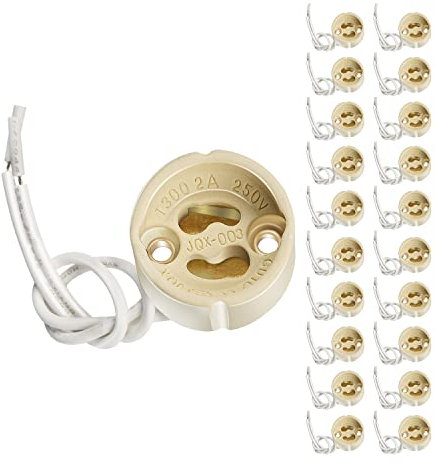 Tofisr GU10 Fassung für LED und Halogen, GU10 Fassung Sockel aus Keramik mit Qualitäts Silikonkabel, 20 Stück