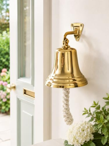 VCrafts Titanic Brass Bell 5 Inch Wall Mount Bell Beach House décor 1912 Wall Hanging Last Order Bell ~ Ships Bell ~ Wall Hanging Bell Pub ~ School ~ Diner