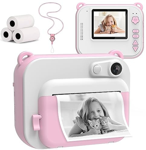 Silvergear® Sofortbildkamera für Kinder | Kinder-Fotokamera mit Papierdruck | mit Timer, Video- und MP3-Player | 2,0-Zoll-Bildschirm | Geschenk für Jungen und Mädchen (Rosa)