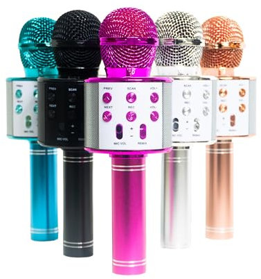 Microfono senza fili per karaoke con Bluetooth (blu)