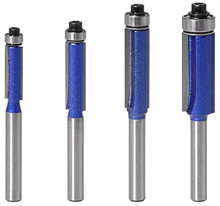 Saipor 4pcs Fraise a Copier à queue de 6mm Fraise à Affleurer Bois Fraise Defonceuse Carbure de Tungstène Fraise Droite de Copiage Avec Roulement Supérieur pour le Travail du bois
