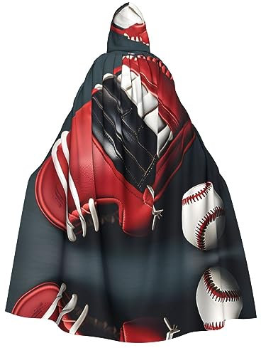 SSIMOO Basket Lemons Cape mit Kapuze für Erwachsene, perfekt für Halloween und verschiedene Mottopartys, Baseball und Handschuh, Einheitsgröße