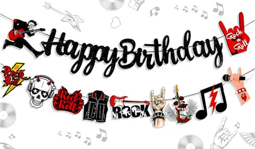 Roaring Good Time Rock Roll Geburtstag Girlande Musik Rock Party Dekoration Radio Gitarre Musik Banner für Back to 90s Hip Pop Party Dekor