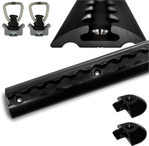 Binario aereo robusto, semicircolare, nero, 1,0 m, con 2 occhielli e 2 tappi terminali, in alluminio, nero, alta stabilità e durata, per rimorchi, auto, camion, camper, camper