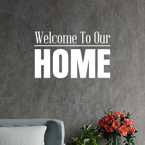 Madcolitote Welcome to Our Home Vinyl-Wandaufkleber, zum Abziehen und Aufkleben, lustige Sprüche, Kunst, Wandkunst, Wandkunst, Bauernhaus-Dekor für Zuhause, Schlafzimmer, Wohnzimmer, Büro, 30,5 cm
