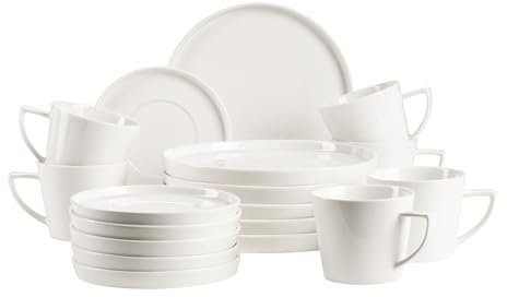 MÄSER, Série Sita, lot d'assiettes pour 6 personnes, vaisselle en porcelaine blanche, simple, élégante, en porcelaine, blanc