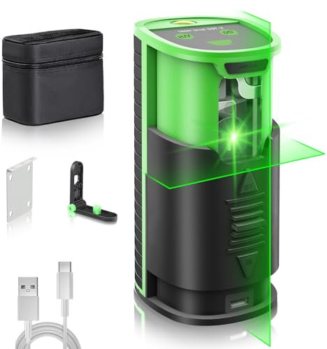 ZHJAN Rechargeable Laser Level,Type-C Charging Port,1000mAh Li-ion Battery,360° Magnetic Base,Self-Levelling and Manual Mode,Horizontal and Vertical Line,for Construction,Floor Tiles,House Decoration
