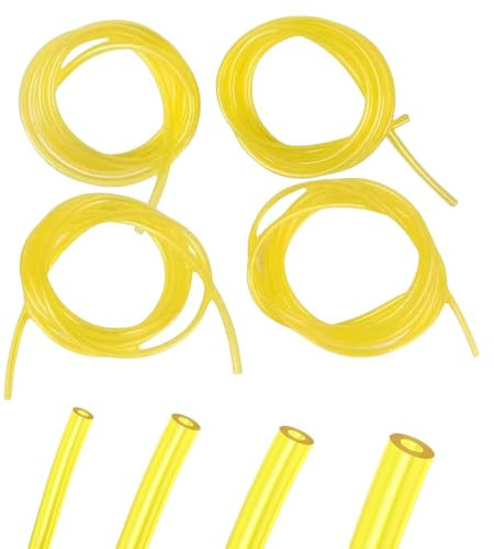 Juego de 4 Anguera de Gasolina, Mangueras de Combustible, Manguera de Aceite, 3 x 5 mm,2x 3,5 mm,3x 6mm, Manguera de PVC, Amarillo Transparente, para Motosierras, Sopladores, Lavadoras a Presión (1m)