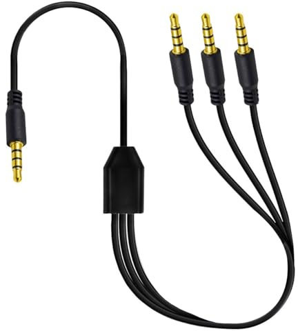 HUHANGGod Cavo splitter per cuffie da 1 a 3 vie, 4 poli, 3,5 mm, 1/8, TRRS 1 in 3, uscita maschio a 3 maschio, stereo audio microfono per cuffie, altoparlante (1 metro) (3 Way)
