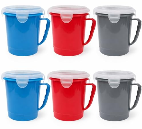 eMKay® Pack of 6 MICROWAVE SOUP MUGS 700ML | MICROWAVABLE SOUP CUPS WITH LIDS | BPA FREE MICROWAVE FOOD CONTAINERS | LEAK PROOF SOUP MUGS FOR HOME & OFFICE | REUSABLE SOUP CONTAINER SET (6)
