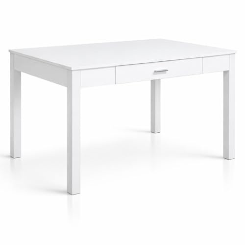 Noorsk Design Mesa de Cocina Blanco y Roble con Cajón | Con Cajón