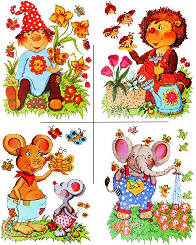 alles-meine.de GmbH 1 Stück großes Fensterbild - lustige Tiere/Retro & Nostalgie Motive - statisch haftend - selbstklebend + wiederverwendbar/Sticker Fenstersticker Auf..