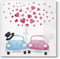 20 Servietten Autos unter Herzregen/Hochzeit/Liebe/Herzen 33x33cm