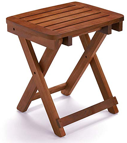 URFORESTIC Portable Shower Bench-Bamboo Folding Shower Stool Seat Chair Fully Assembled-Hold Up to 500 LBS