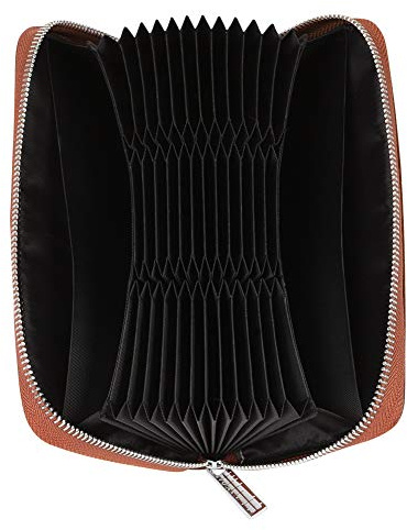 Cynure Kartenhalter für Damen, 36 Fächer, RFID-Schutz, groß, viel Platz, Leder, Reißverschluss, Organizer, Akkordeon-Geldbörse