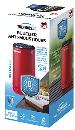 THERMACELL THPATIOROUGE Bouclier Anti-Moustiques-Diffuseur Rouge + Recharge Incluse pour 12H de Protection