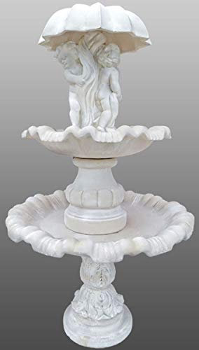 Casa Padrino Jugendstil Regenschirm Gartenbrunnen/Springbrunnen Ø 130 x H. 217 cm - Barock & Jugendstil Gartendeko, Farbe:weiß