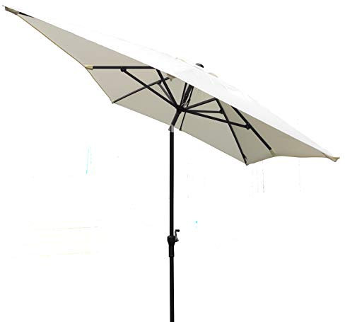 Pure Home & Garden Absolut wetterfester Kurbelschirm Auto Kipp 300 x 200 cm, mit UV-Schutz 50 Plus und automatischem Knicker, natur