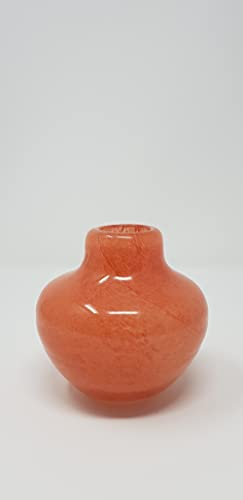 CRISTALICA Glasvase Frühlingsvase Linen klein bauchig Orange 10cm