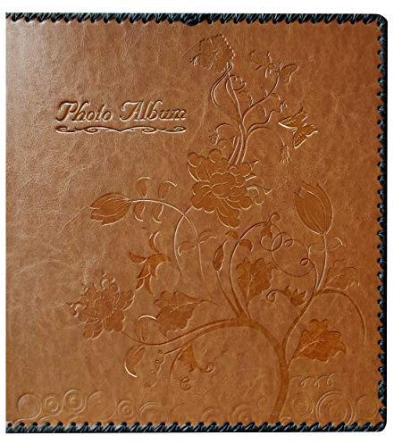 Beautyus Fotoalbum, Stammbuch, Ledereinband, für 3 x 5, 4 x 6, 5 x 7, 6 x 8, 8 x 10 Fotos (braun, groß)