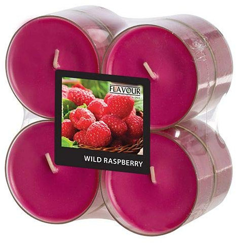 Gala Flavour by GALA Maxi Duftlichte Ø 59 mm, 24 mm weinrot - Wild Raspberry in Polycarbonathülle 96995 Duftkerzen Riesen-Teelichte, 48 Stück