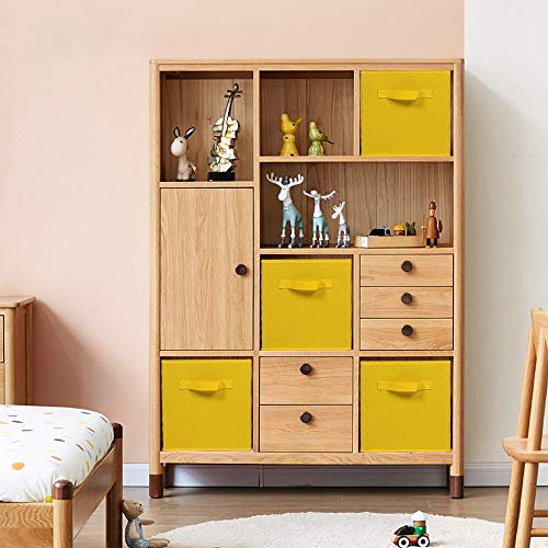 HomeSailing EU Unit Storage Box Cube for Clothes Laundry Wardrobe Underwear Organiser Bedroom Kids Toys Canvas Storage Box Bin Fabric Collapsible with Handle (x2, Gold Yellow)