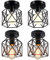 iDEGU Lot de 4 Plafonniers Industriels, 15CM Lustre Fer Forge Noir Cage Suspension Luminaire pour Chambre Entrée Café Bar (4 pcs)