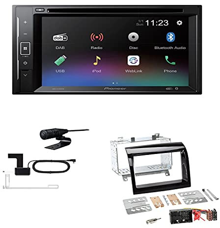 Pioneer AVH-A240DAB Autoradio Bluetooth DAB DVD USB passend für FIAT Ducato Facelift 2011-2015 Klavierlack schwarz Quadlock