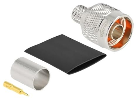 Delock N Stecker zum Crimpen LMR 400 mit passendem Schrumpfschlauch