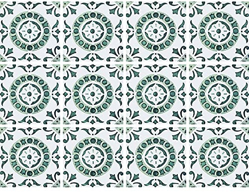 decalmile 12 Pcs Decorative Tile Stickers 15cmX15cm Vintage Green Peel and Stick Self Adhesive Tile Backsplash Vinyl Waterproof Kitchen Bathroom Furniture Stairs Home Decor (6X6)