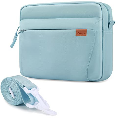 SIMTOP Sacoche en Polyester pour Tablette Sac Ipad Sac à bandoulière pour Tablette Housse de Protection pour Tablette étanche à Plusieurs Compartiments 11 Pouces, Bleu Clair
