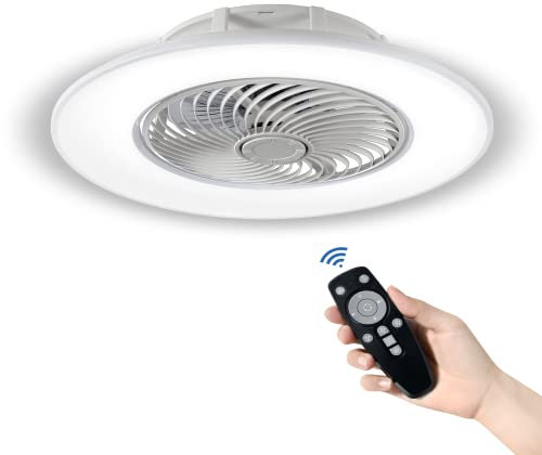 Froadp Deckenlampe mit Ventilator und Fernbedienung Modern Dimmable Deckenventilator mit Beleuchtung LED Lampe mit Leise Ventilator für Beleuchtung Wohnzimmer Schlafzimmer Esszimmer (90W, Weiß)