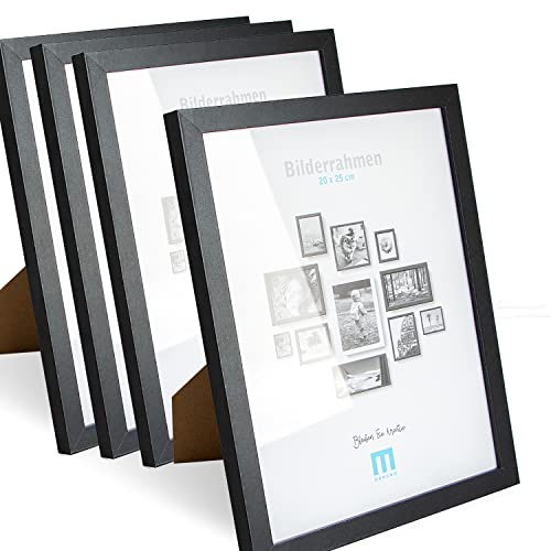 4 Stk. Bilderrahmen 20x25cm in schwarz aus MDF, minimalistisch & modern für Fotos & Bilder. Inkl. Acrylglasschutz. Eignet sich als Tisch-Aufsteller und für die Wand, Hochformat oder Querformat.