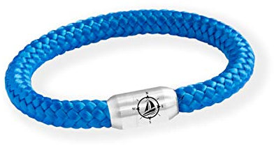 Paris Montana Das Original Yacht Club Kompass Gravur Segeltau Unisex Armband Unisex Geflochten Handmade Hochwertiger Magnetverschluss Durchmesser 8mm (Royal-Blau, 20.00)