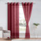 DWCN 2er Set Gardine Weiß Ösenschal Transparent Vorhang Weiß Sheer Voile Vorhänge mit Ösen Transparente Gardinen mit Vorhang-Krawatten, Weinrot, 240x140cm(HxB)