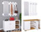 VCM Holz Sitzbank | 2-TLG.-Set | Schuhschrank | Maße: H. 82 x B. 90 x T. 33 cm | Wandpaneel mit 3 Haken und einem Spiegel| 2 Drehtüren | 2 Fächer | 2 offene Fächer - Gados XL