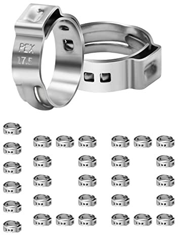 Lot de 100 colliers de serrage PEX de 1,27 cm, colliers de serrage à oreille unique en acier inoxydable (1,27 cm, lot de 100)