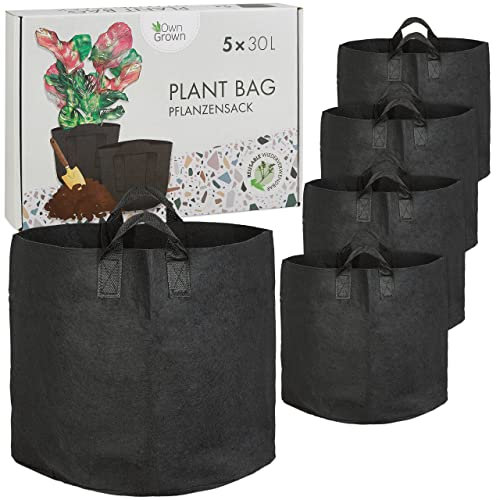 OwnGrown Set Maceteros 30L: Siembra De Patatas - Bolsa para Balcones Y Macetas 5x30 L - Jardinera Exterior 30 L
