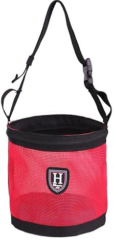Harrison Howard Maulkorb für Pferde, Nylon, Netz, Körnerfuttertasche mit gepolstertem Nackenband, verstellbarer Gürtel, klein, Rosa
