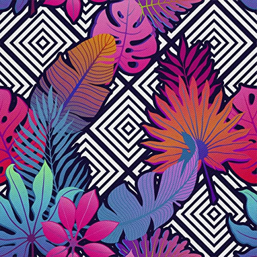 HEKO PANELS Stoff Oxford Wasserdichte Meterware Canvas-Stoff Polyester Stoff Zum Nähen Nähstoffe Möbelstoffe Dekostoffe Wasserabweisend Blickdicht Palmblätter Geometrisch 5 Meter 155 x 500 cm