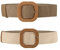 2pz Cintura Elastica Intrecciata Donna, Cintura Elastica in Paglia Elasticizzate per Abiti Estivi da Spiaggia Fibbie In Legno Intrecciate da Donna Cinture Larghe in Vita per Abiti da Donna