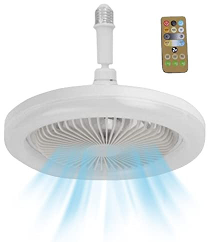 leryveo Ventilateur Plafond avec lumières et télécommande | Lampe E27 ventilateu de Plafond Silencieux 30W avec minuterie | Ventilateur Mural Portable enfichable avec lumière pour Chambre
