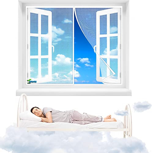 Moustiquaire Fenêtre Fenetre & Fenêtre 120 x 100 cm Moustiquaire Aimantée Ouverture – Filet Anti Insecte & Rideau Anti Mouche – Moustiquaire de Porte Installation de Velcro【Blanc】